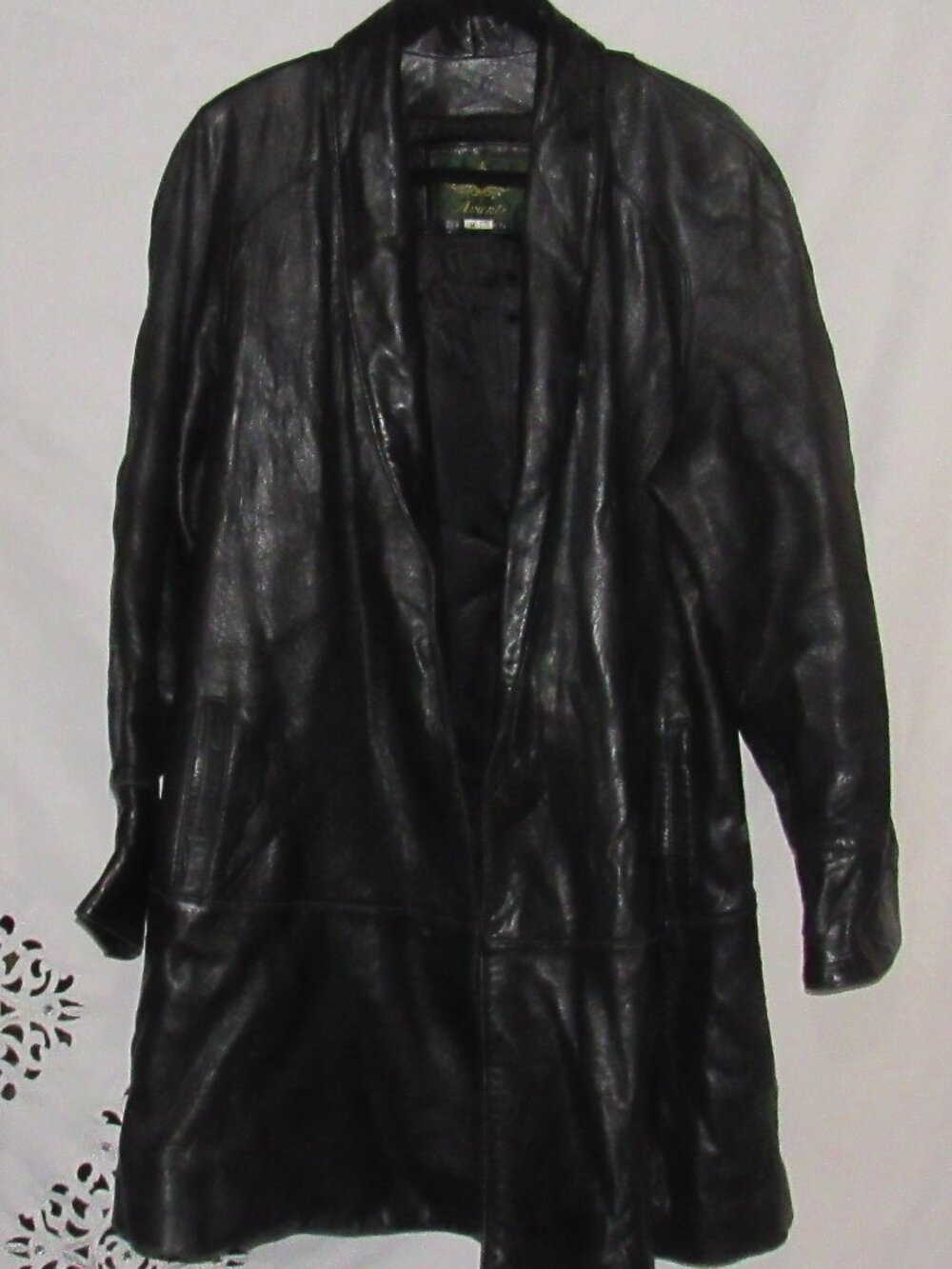Y2K Avanti Leather Jacket, Distressed, Open Front, Oversized M, Lined ZA412
